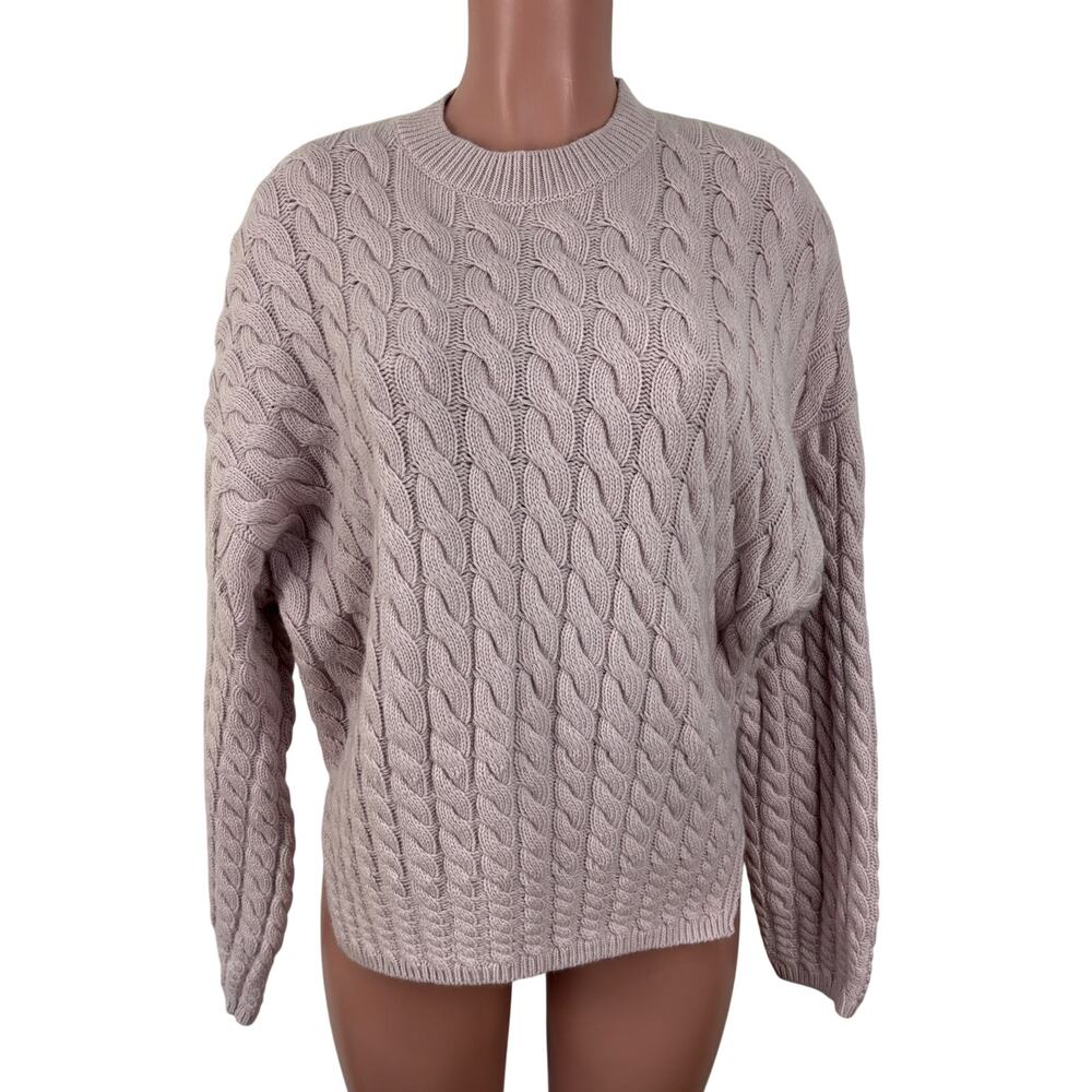 Theory Karenia Cable Knit Sweater Small Lavender pink/purple cozy relaxed